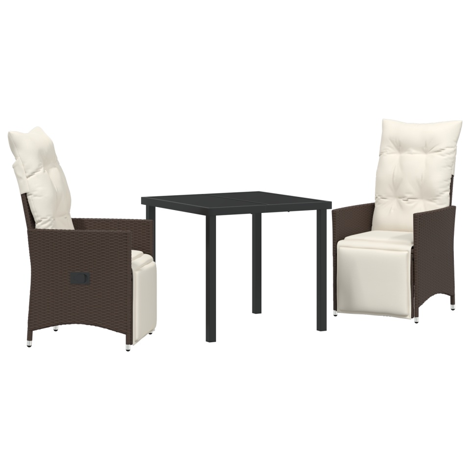 Set de dining de grădină cu 3 piese și perne Maro Rattan Poli - 1 | YEO