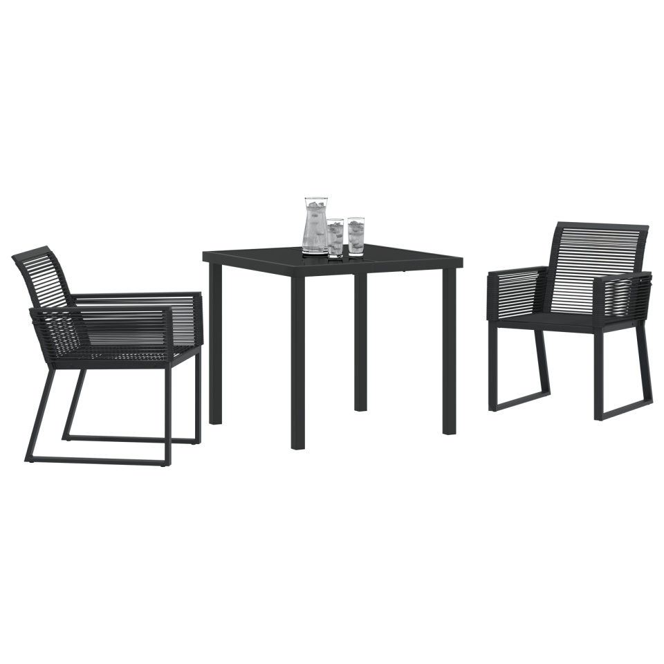 Set de Dining Grădină de 3 Piese Negru Ratan Polimer - 2 | YEO