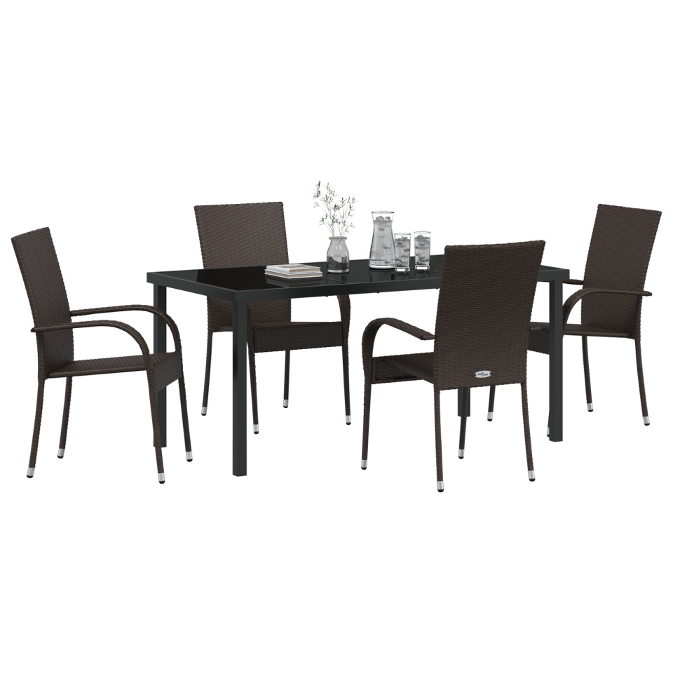 Set de Dining în Grădină de 5 Piese Maro Poliratan - 2 | YEO
