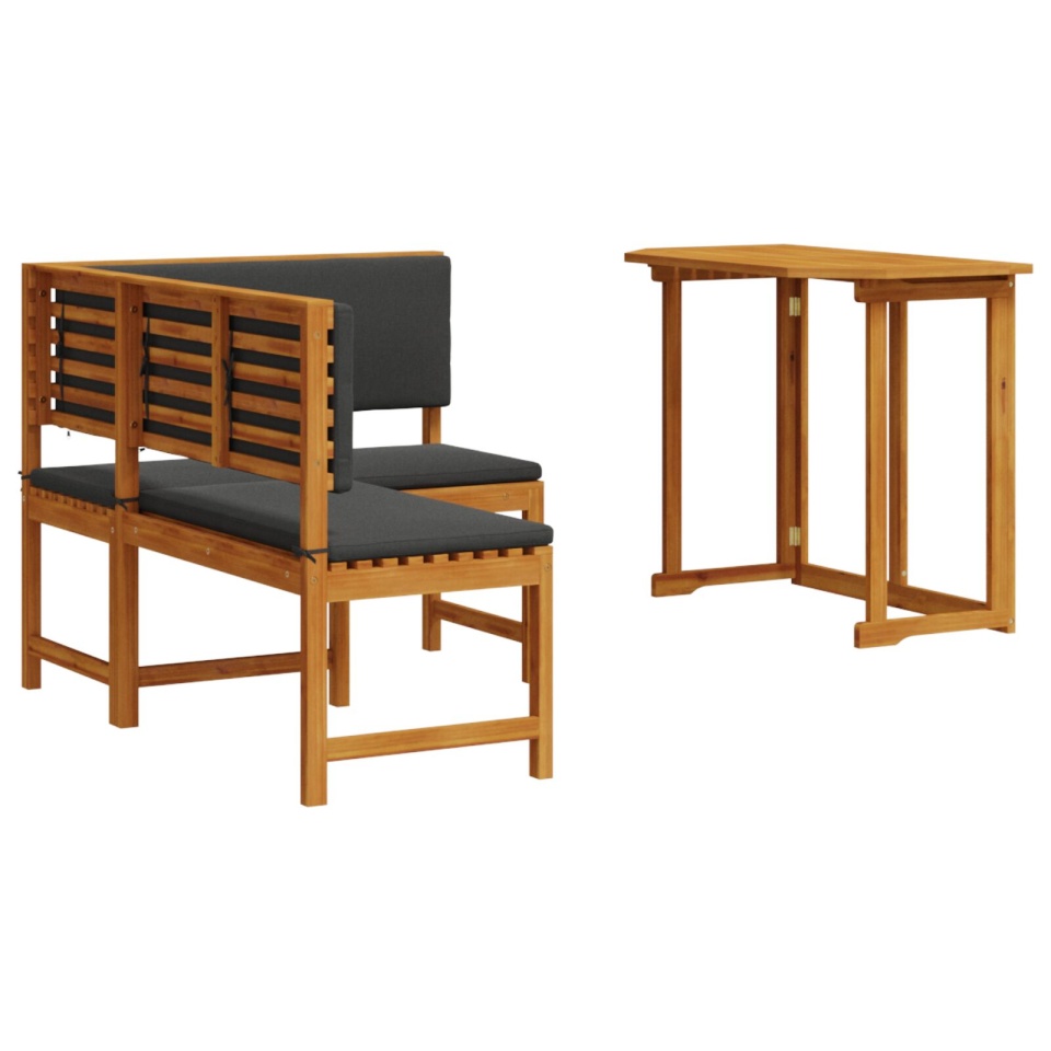 Set de dining pentru grădină , 2 piese, cu perne, din lemn masiv de acacia - 1 | YEO