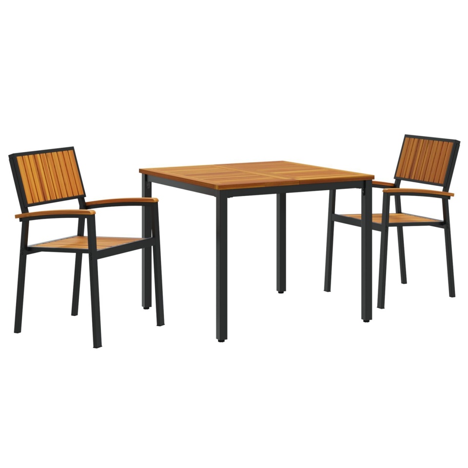 Set de dining pentru grădină 3 piese din lemn solid de acacia și metal - 1 | YEO