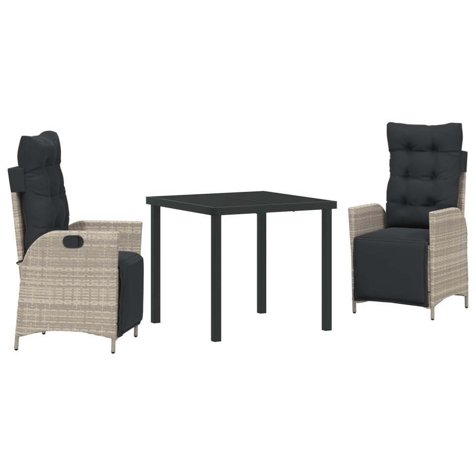 Set de Dining pentru Grădină 3 Piese Gri Deschis din Ratan Polimer - 1 | YEO