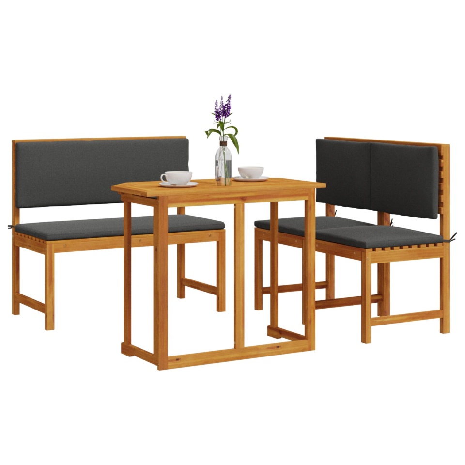Set de dining pentru grădină 4 piese cu perne din lemn masiv de acacia - 2 | YEO