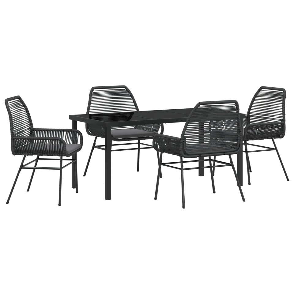 Set de dining pentru grădină 5 piese cu perne Ratan polimeric negru - 1 | YEO