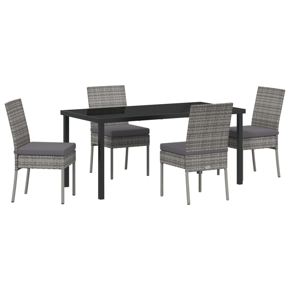 Set de dining pentru grădină 5 piese gri poliratan - 1 | YEO