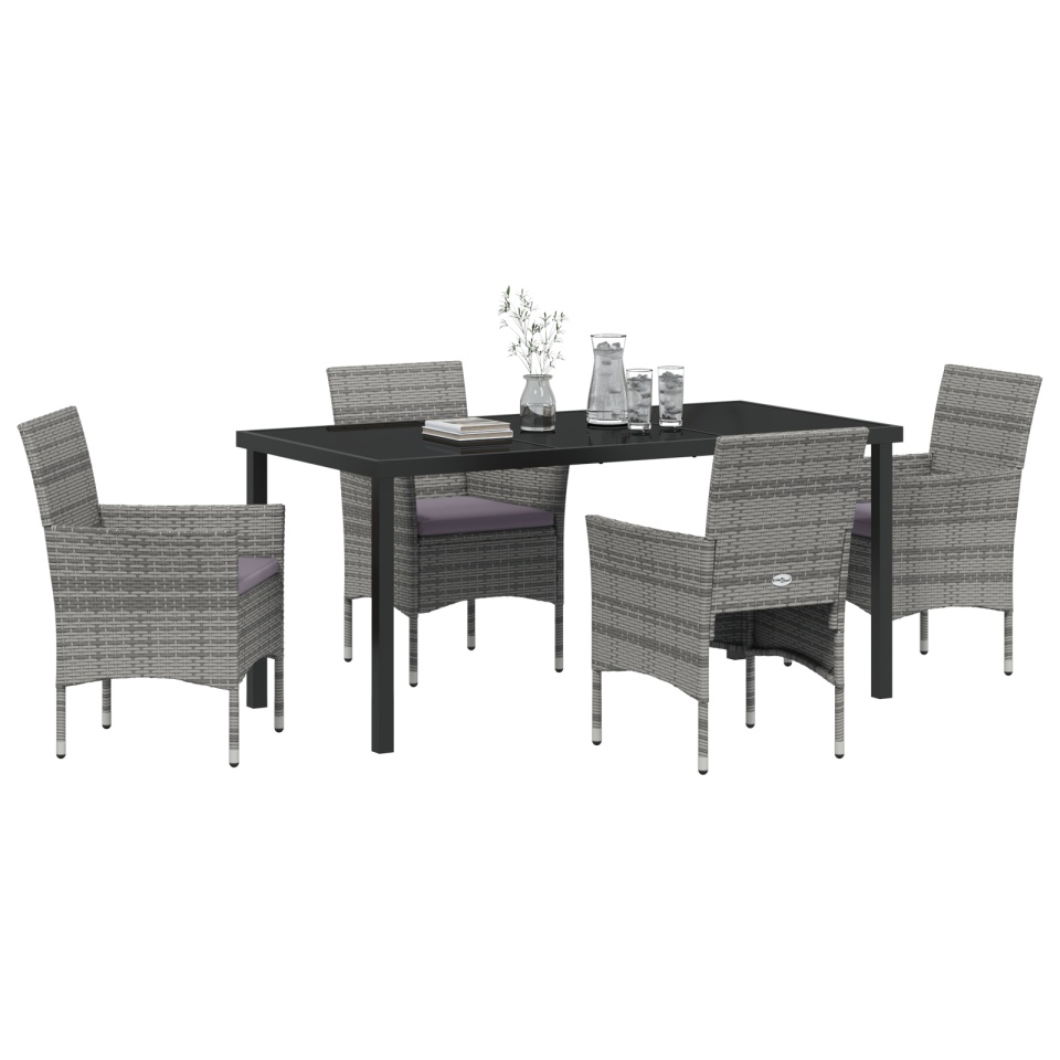 Set de Dining pentru Grădină 5 Piese Gri Ratan Polimeric - 2 | YEO