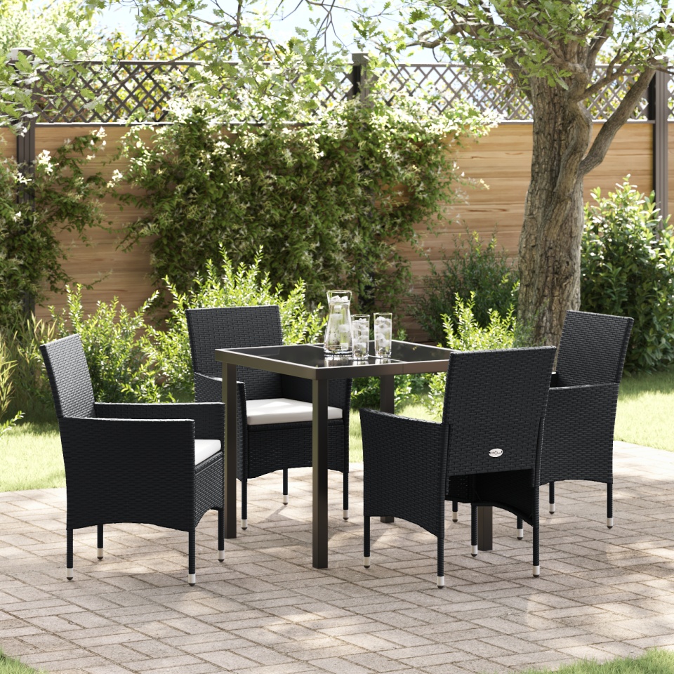 Set de Dining pentru Grădină 5 Piese Negru Poliratan