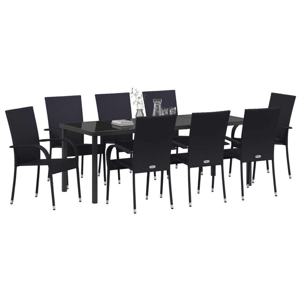 Set de dining pentru grădină 5 piese Negru Poliratan - 2 | YEO
