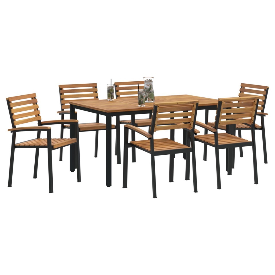 Set de dining pentru grădină 7 piese din lemn de acacia și metal - 2 | YEO