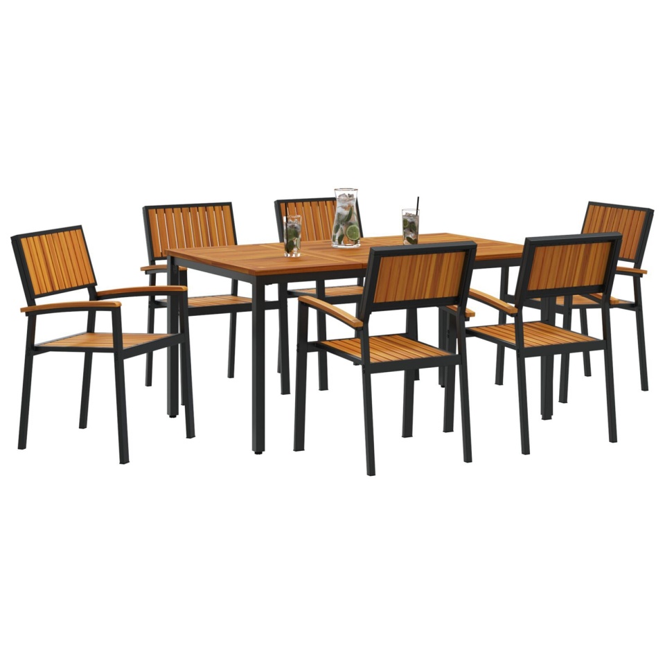 Set de dining pentru grădină 7 piese din lemn solid de acacia și metal - 2 | YEO