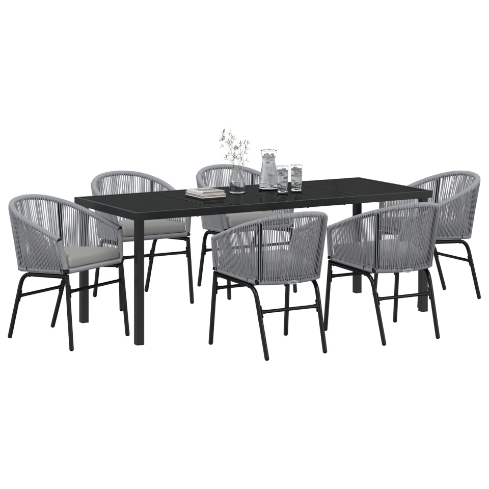 Set de dining pentru grădină 7 piese gri ratan polimer - 2 | YEO