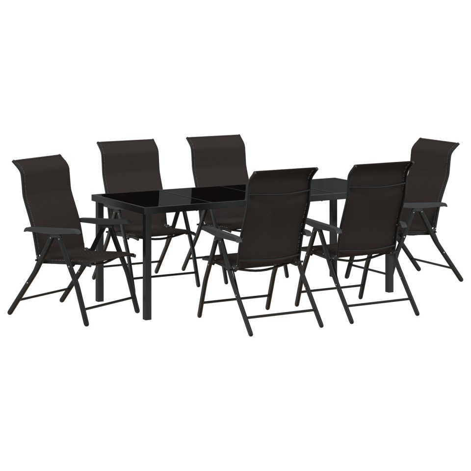 Set de Dining pentru Grădină 7 Piese Negru Poliratan - 1 | YEO