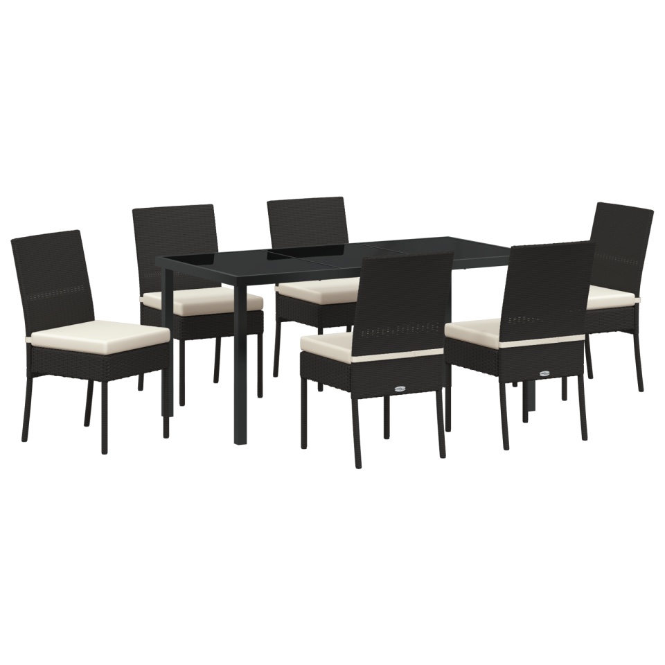 Set de Dining pentru Grădină 7 Piese Negru Poliratan - 1 | YEO
