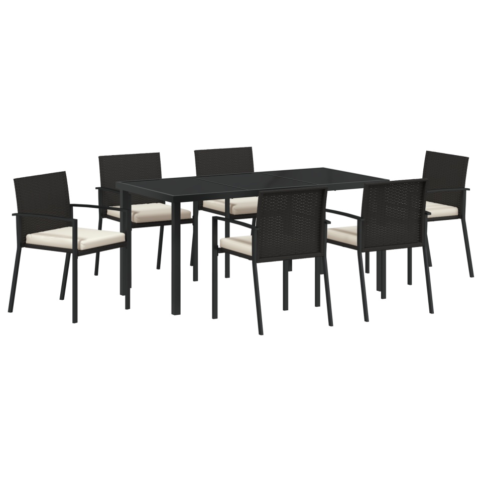 Set de dining pentru grădină 7 piese Ratan Negru - 1 | YEO
