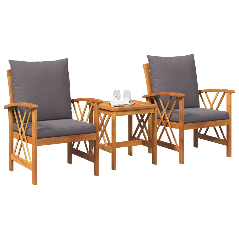 Set de lounge pentru grădină , 3 piese, cu perne, din lemn masiv de acacia - 2 | YEO