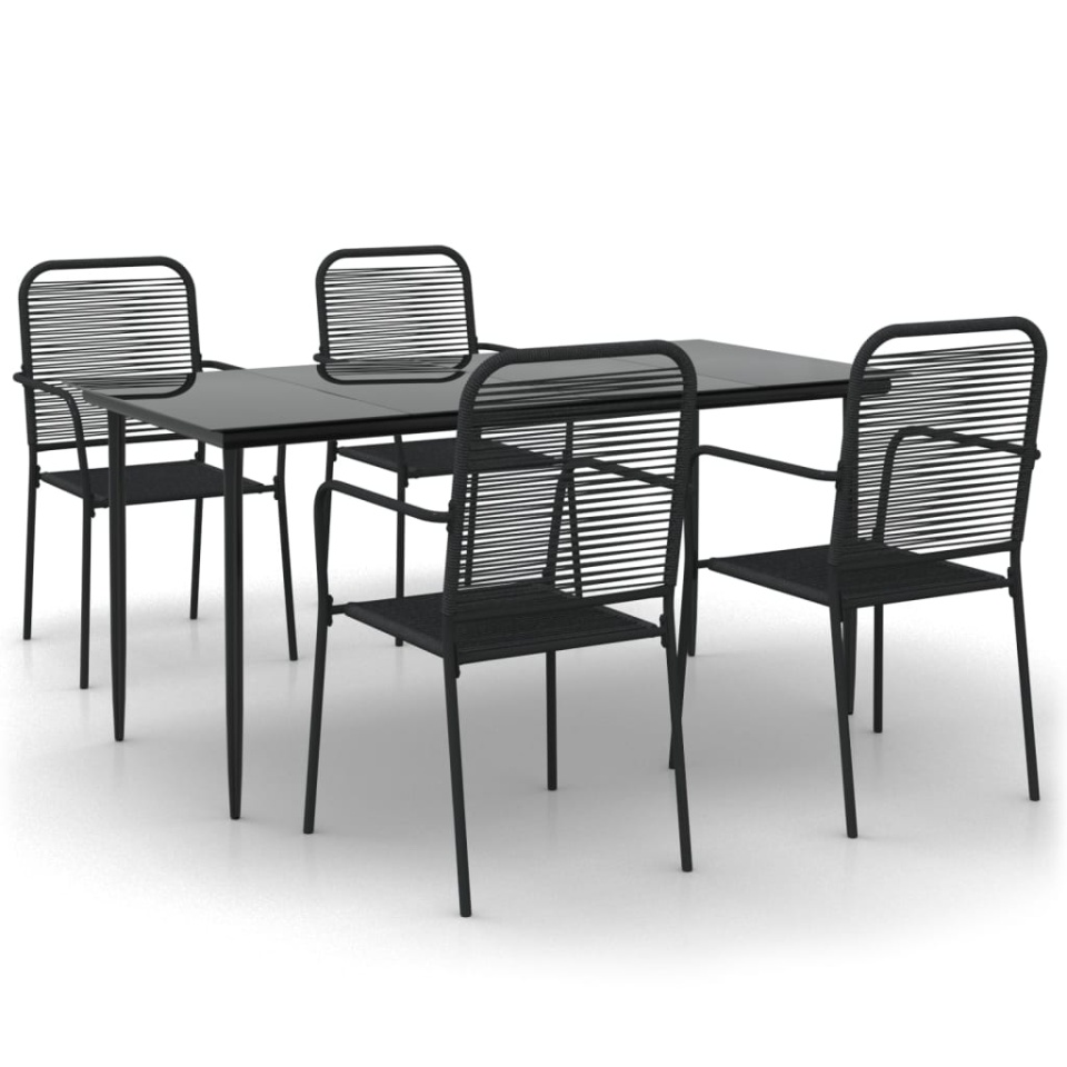 Set de masă grădină, 5 piese, frânghie neagră din bumbac & oțel - 1 | YEO