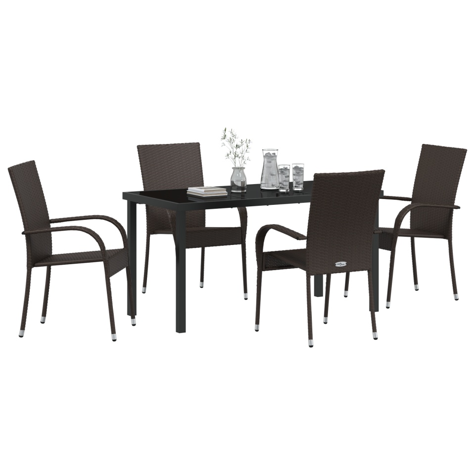Set de Masă în Grădină de 5 Piese Maro din Rattan Artificiale - 2 | YEO