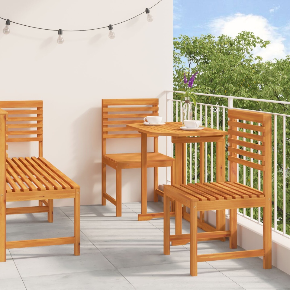 Set de masă pentru curte, 5 piese, din lemn masiv de acacia