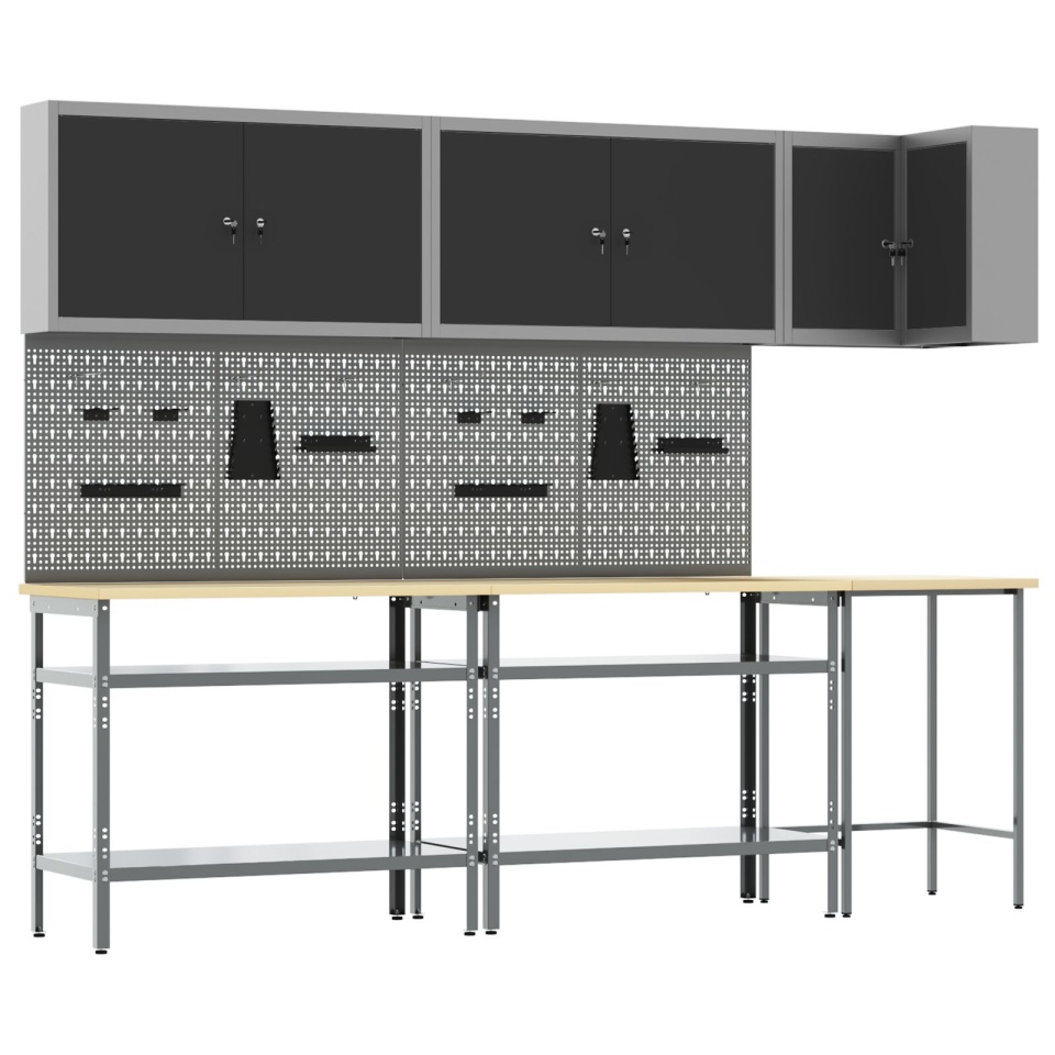 Set de masă pentru depozitare unelte 10 piese Negru Lemn prelucrat și Metal - 1 | YEO