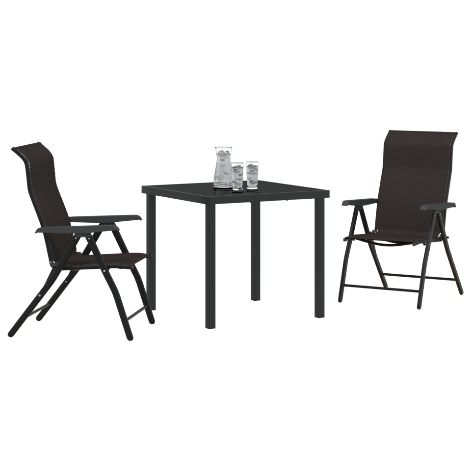 Set de Masă pentru Grădină 3 Piese Negru Ratan Poli - 2 | YEO