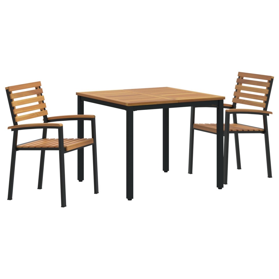Set de mese pentru grădină din lemn solid de acacia și metal - 1 | YEO