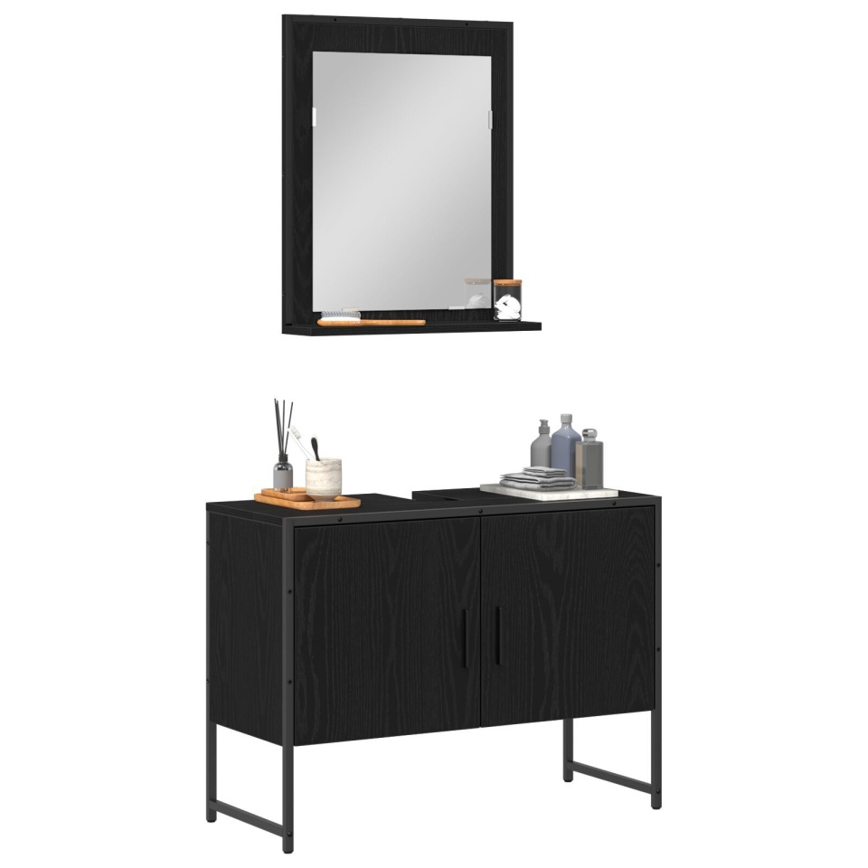 Set de mobilier pentru baie , 2 piese, lemn ingineresc, stejar negru - 2 | YEO
