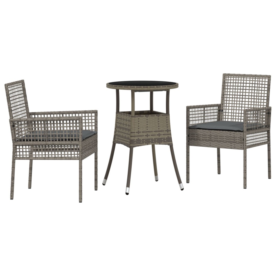 Set de Mobilier pentru Dining Set de 3 Gri Ratan Rezistent - 1 | YEO
