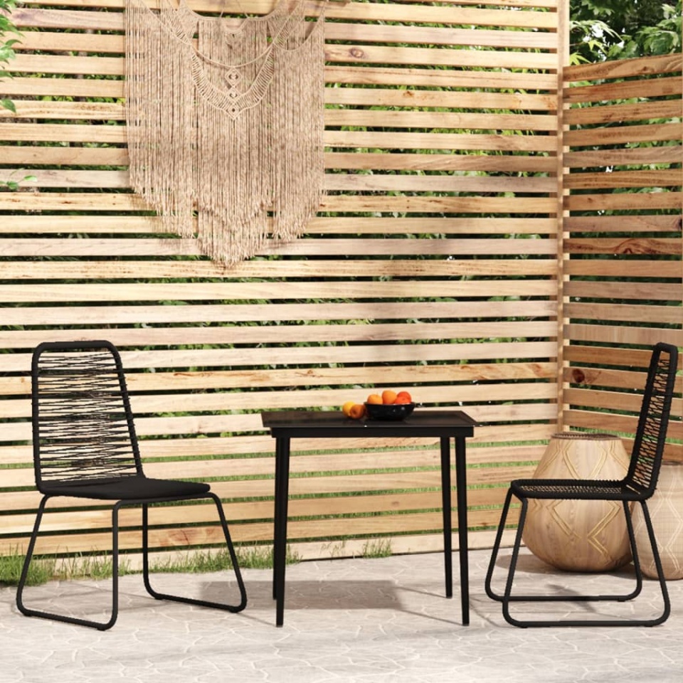 Set de mobilier pentru grădină, 3 piese, negru