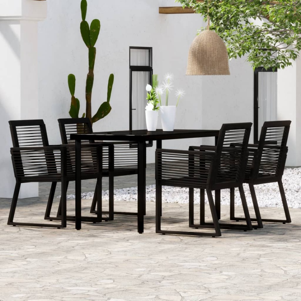 Set de mobilier pentru grădină, 5 piese, negru