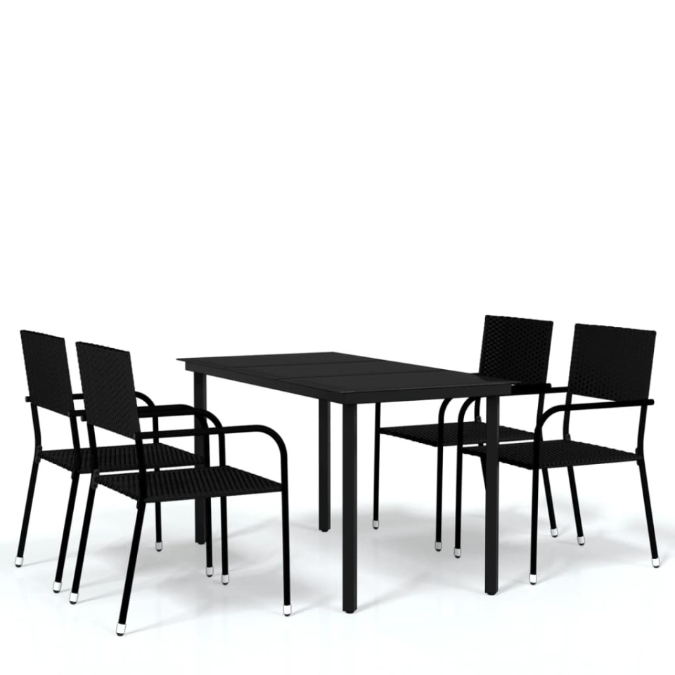Set de mobilier pentru grădină, 5 piese, negru - 1 | YEO