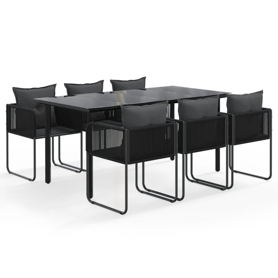 Set de servit masa pentru grădină, 7 piese, negru - 1 | YEO