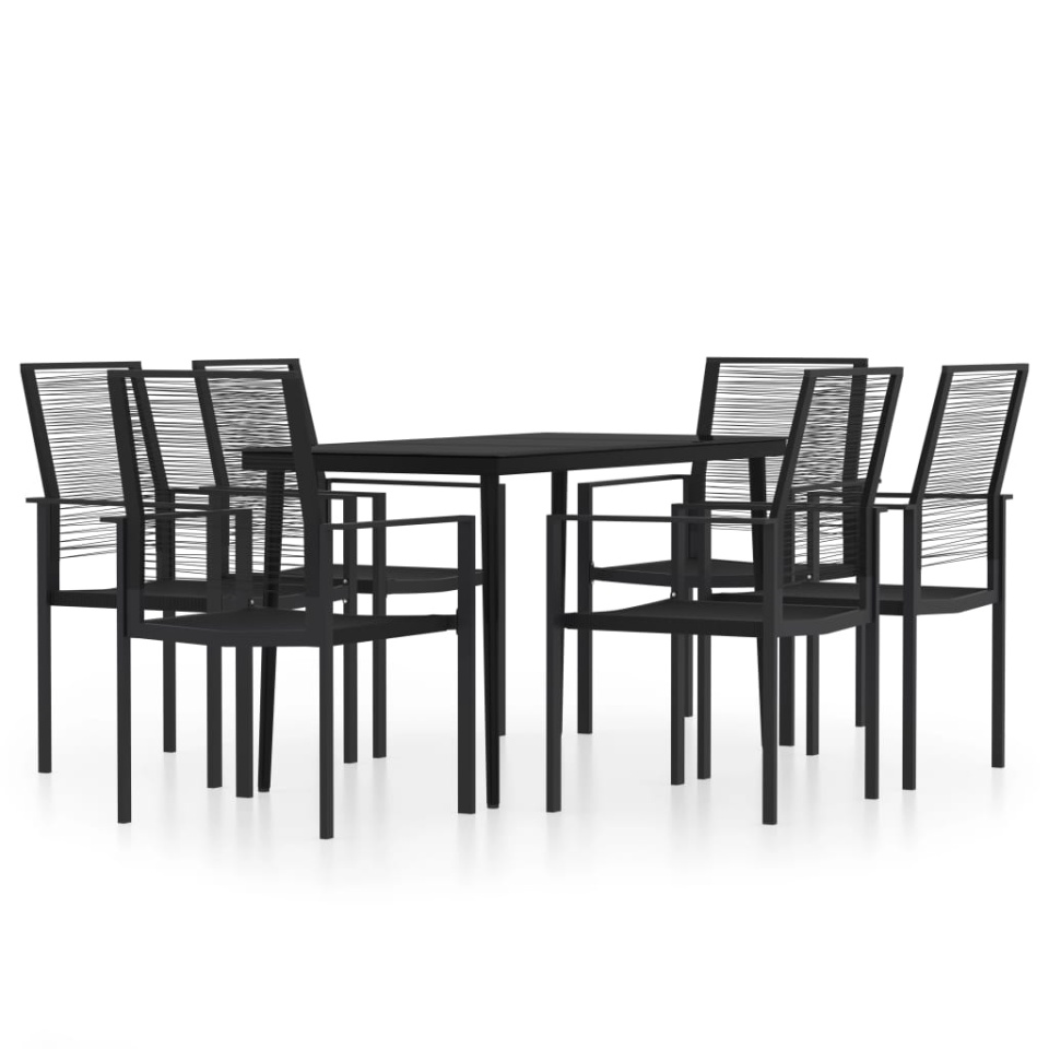 Set de servit masa pentru grădină, 7 piese, negru - 1 | YEO