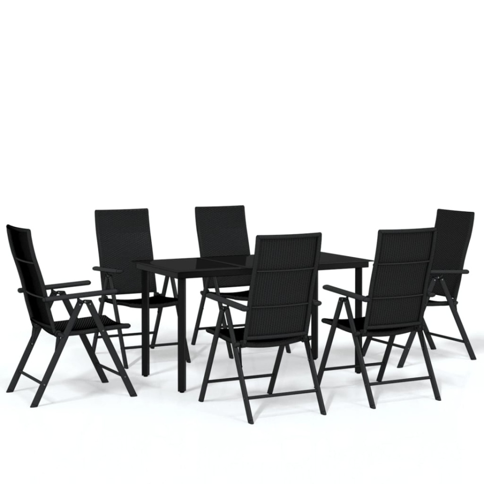 Set de servit masa pentru grădină, 7 piese, negru - 1 | YEO