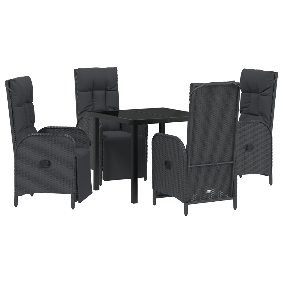 Set dining grădină 5 piese cu perne Negru Poliratan - 1 | YEO