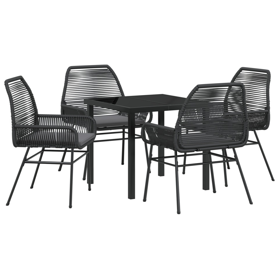 Set Dinning Grădină 5 piese cu Perne Negru Ratan Polimer - 1 | YEO