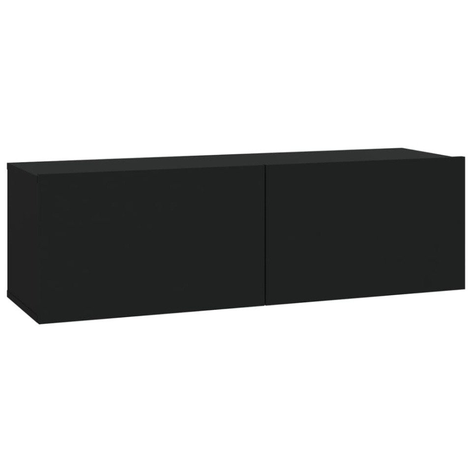 Set dulap TV, 4 piese, negru, lemn prelucrat - 3 | YEO