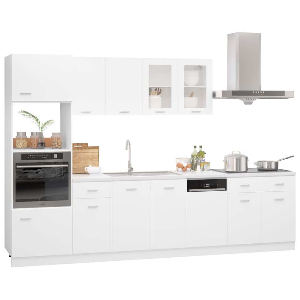 Set dulapuri de bucătărie, 7 piese, alb, lemn prelucrat - 1 | YEO