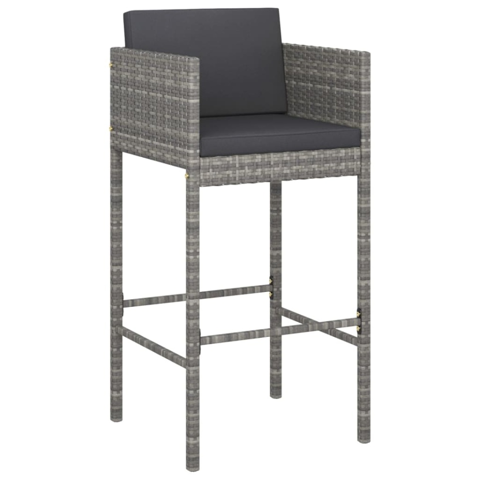 Set mobilier bar de grădină, cu perne, 3 piese, gri, poliratan - 2 | YEO