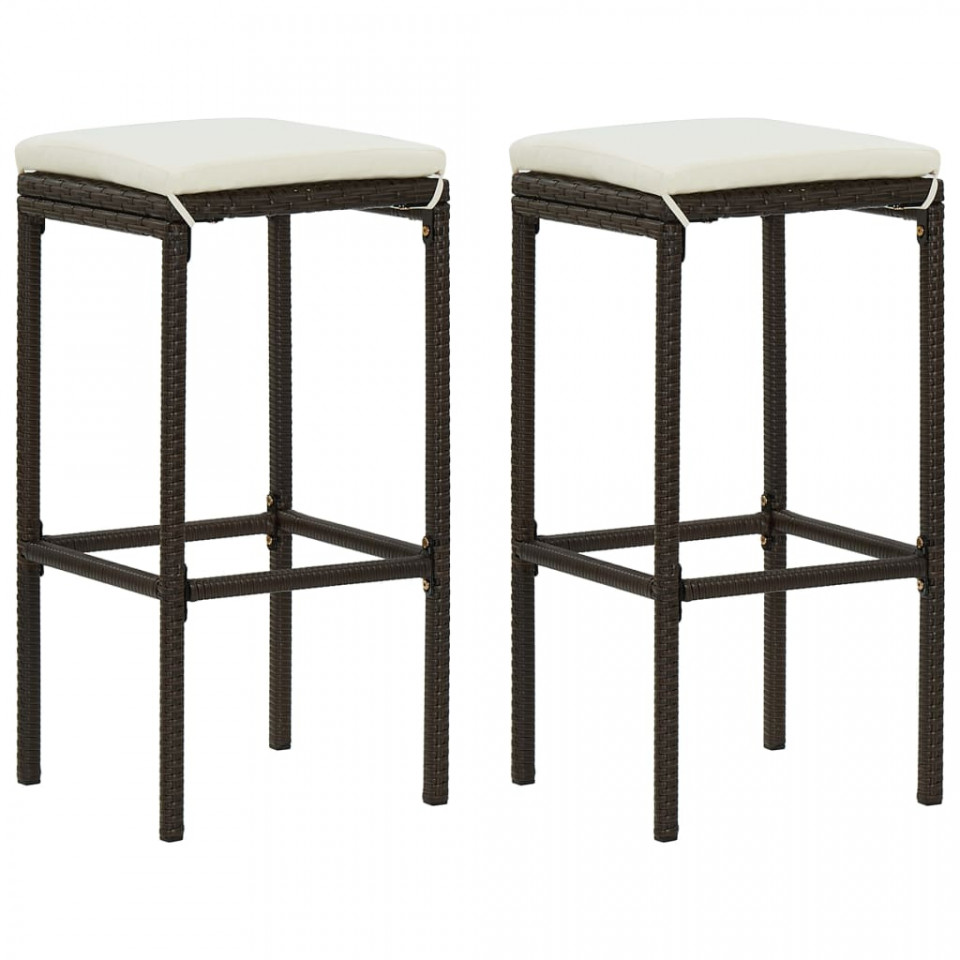 Set mobilier bar de grădină cu perne, 3 piese, maro - 1 | YEO