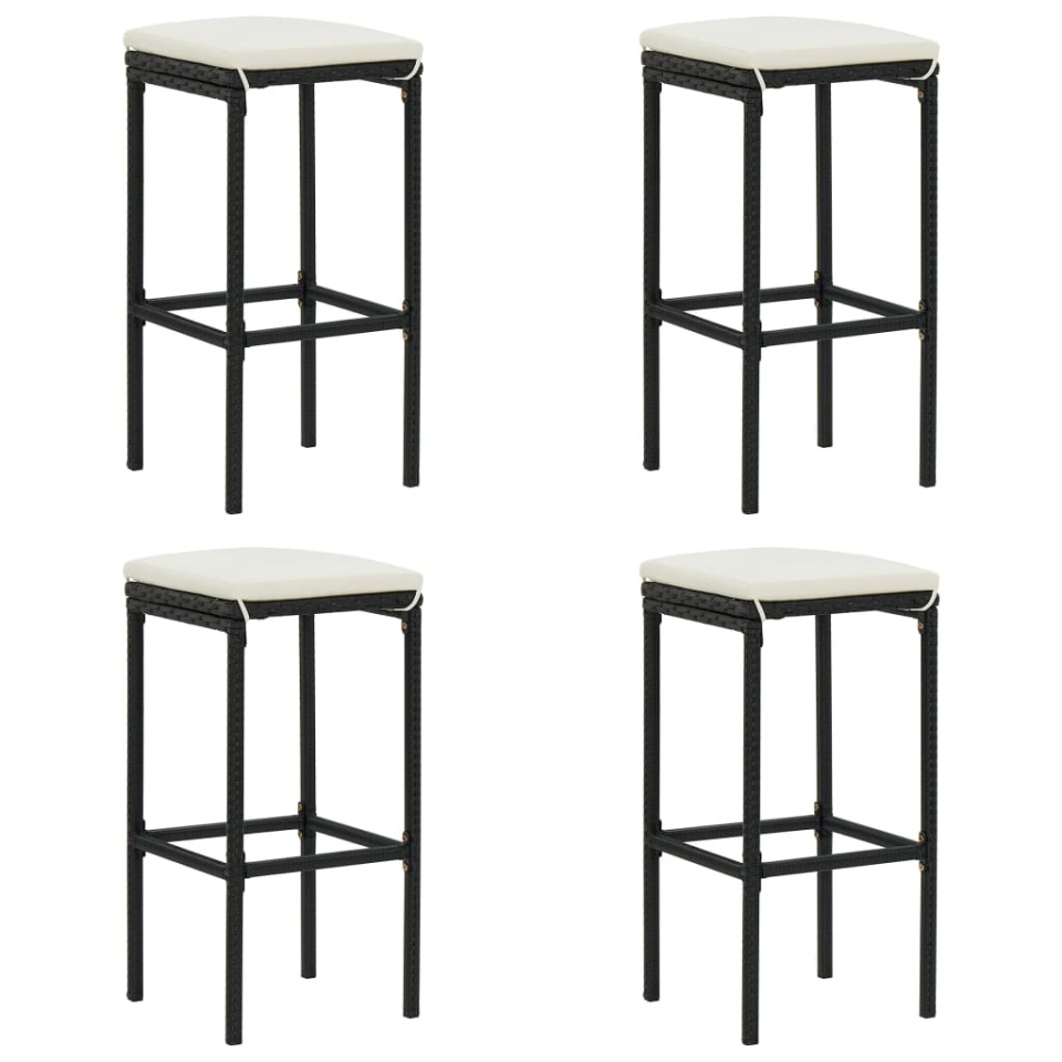 Set mobilier bar de grădină cu perne, 5 piese, negru - 2 | YEO