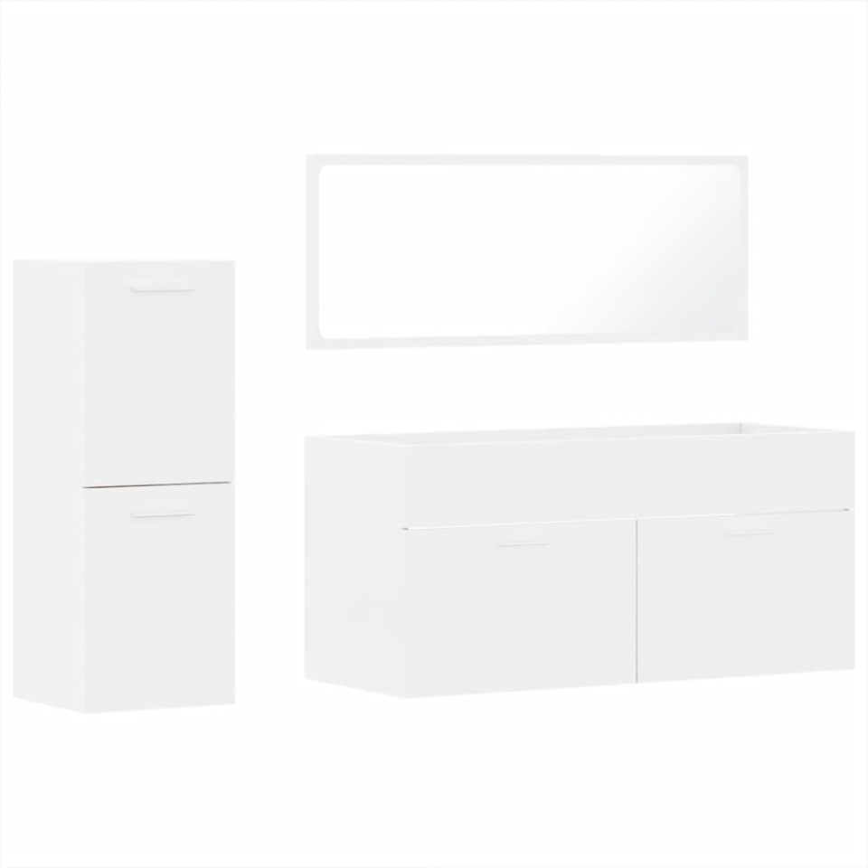Set mobilier de baie, 3 piese, alb, lemn compozit - 1 | YEO