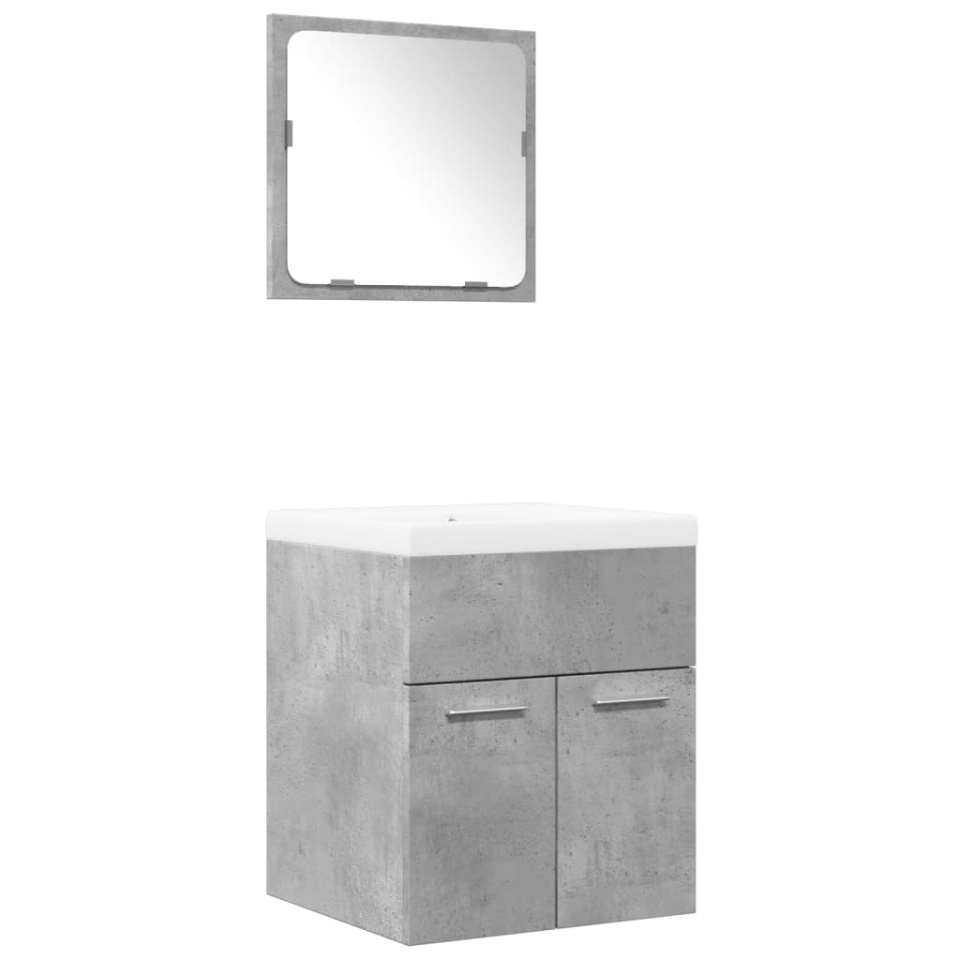 Set mobilier de baie, 3 piese, gri beton, lemn compozit - 1 | YEO