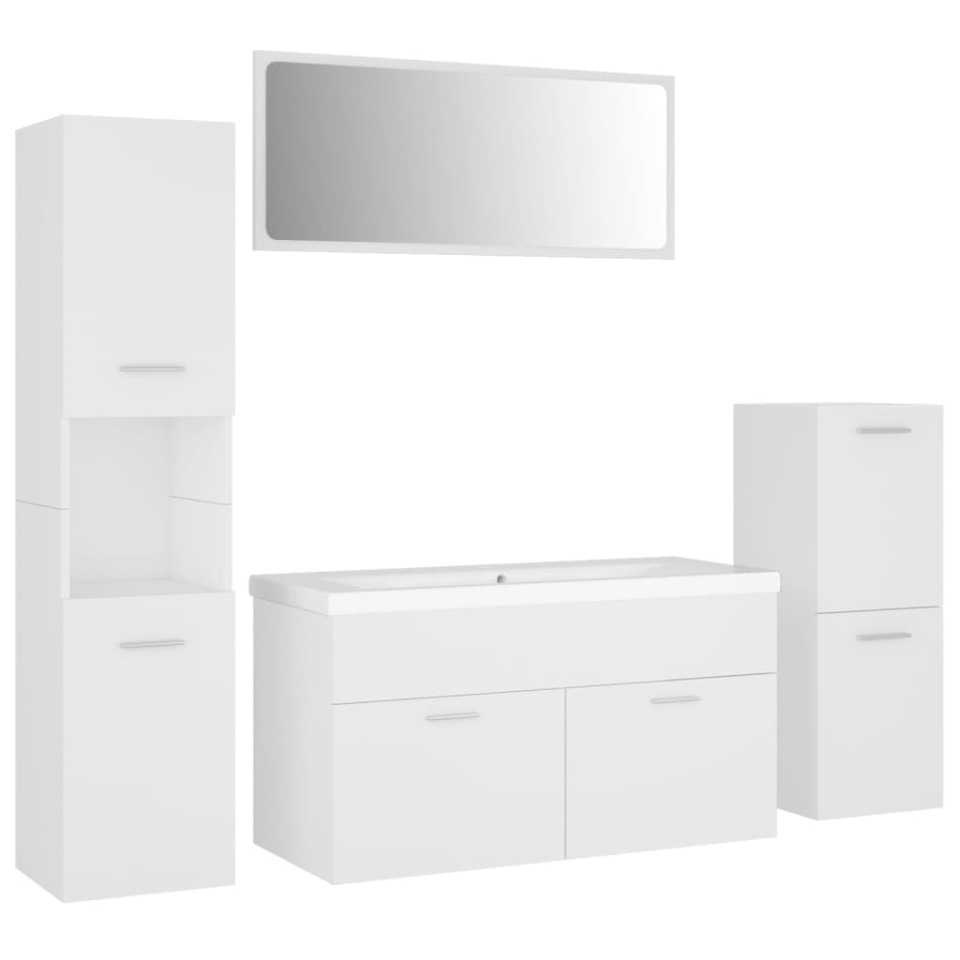 Set mobilier de baie, alb, lemn prelucrat - 1 | YEO