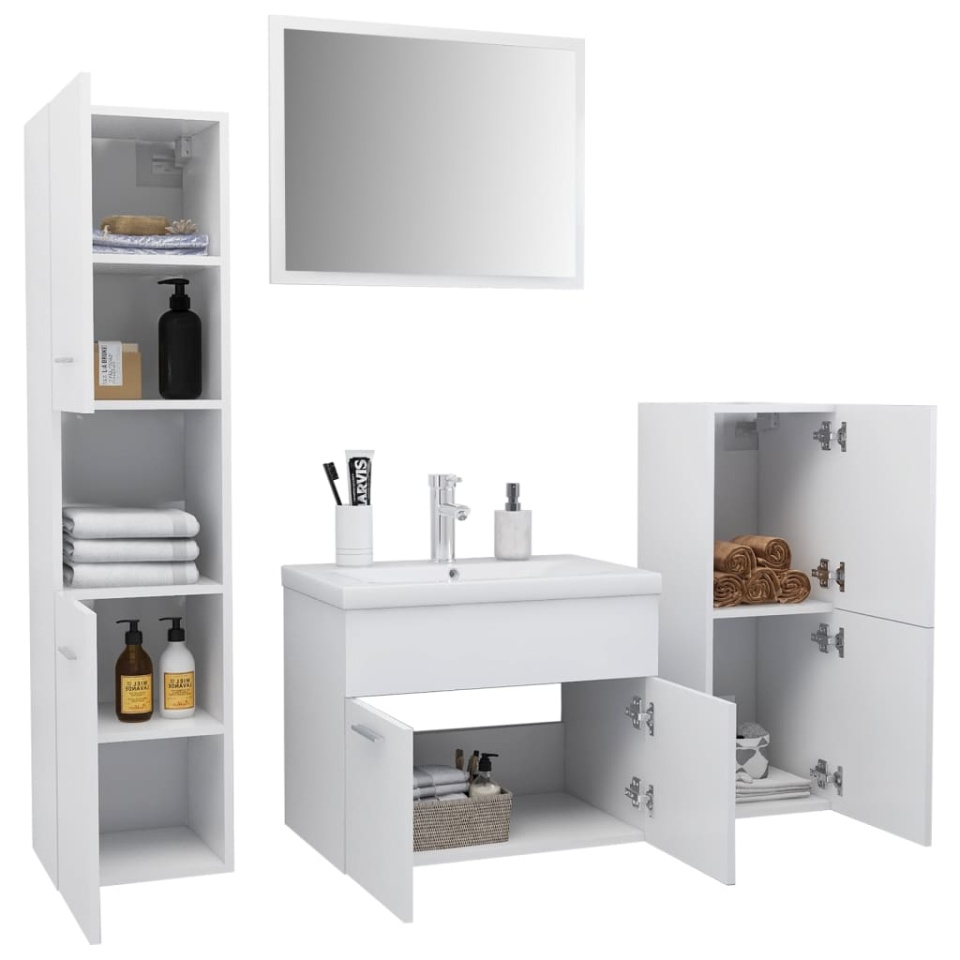 Set mobilier de baie, alb, lemn prelucrat - 2 | YEO