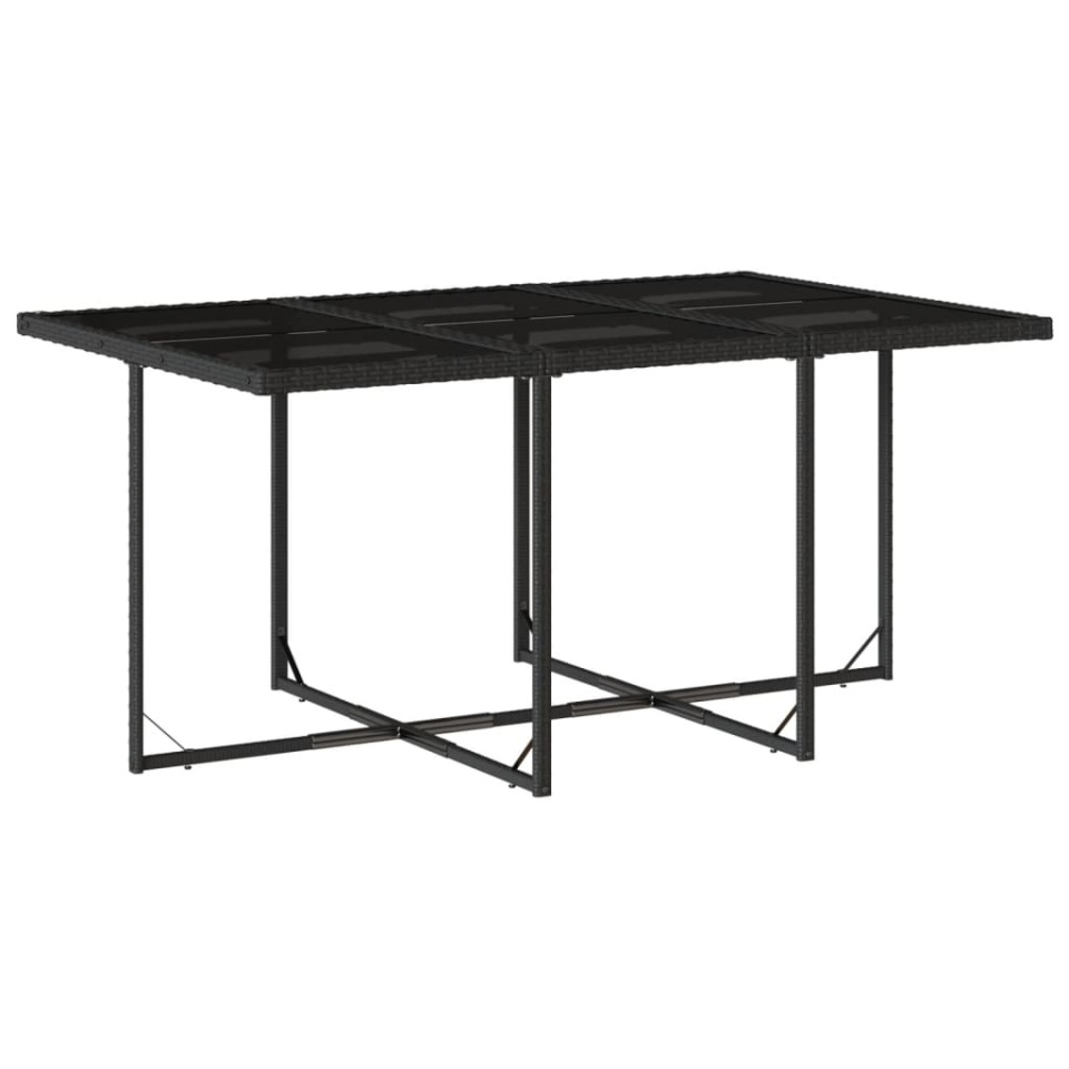 Set mobilier de exterior cu perne, 11 piese, negru, poliratan - 3 | YEO