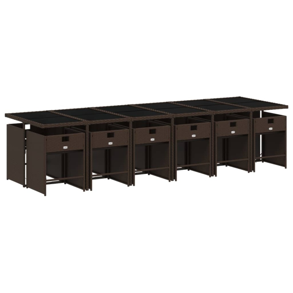 Set mobilier de grădină, 13 piese, maro, cu perne, poliratan - 2 | YEO