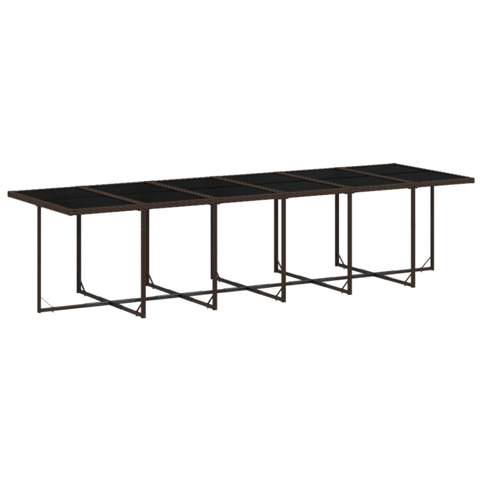 Set mobilier de grădină, 13 piese, maro, cu perne, poliratan - 3 | YEO