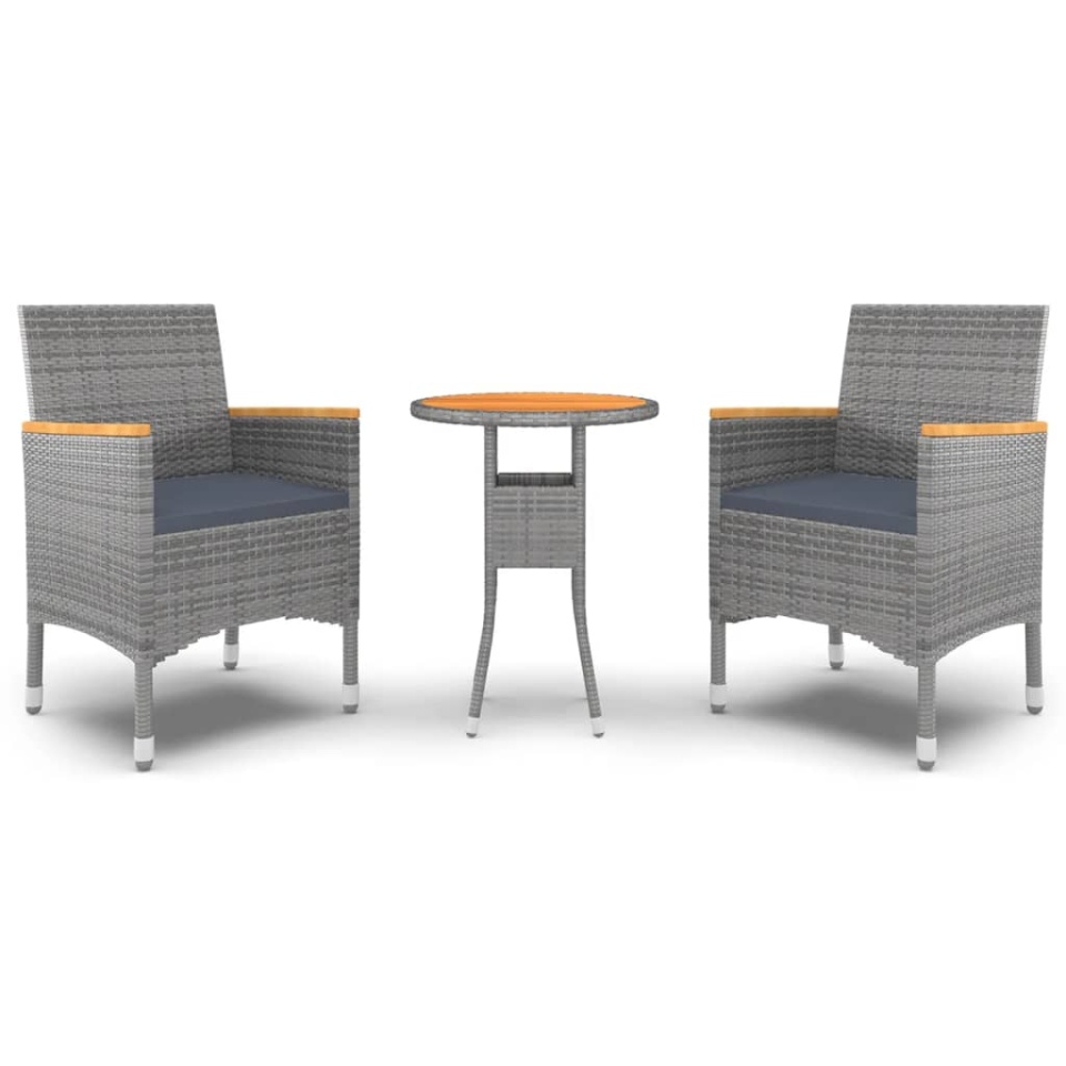Set mobilier de grădină, 3 piese, gri, poliratan - 1 | YEO