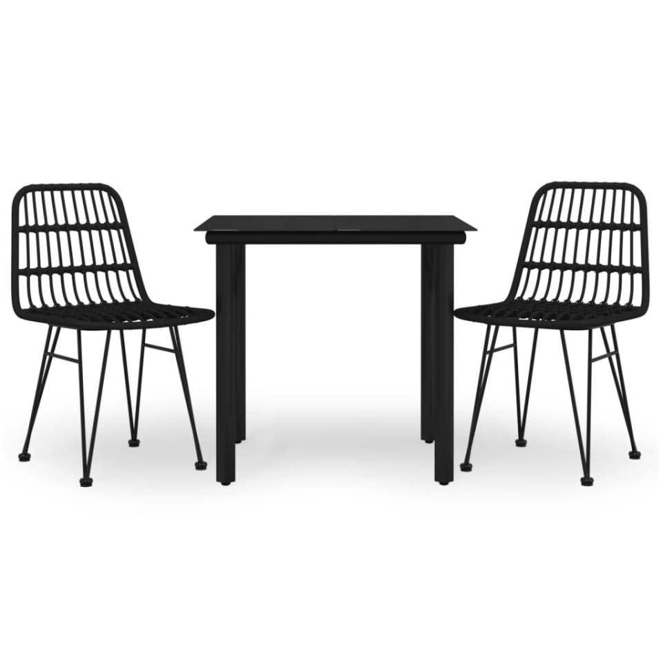 Set mobilier de grădină, 3 piese, negru, poliratan - 1 | YEO