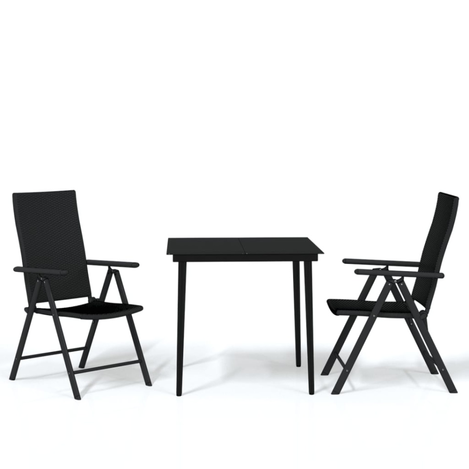 Set mobilier de grădină, 3 piese, negru - 1 | YEO